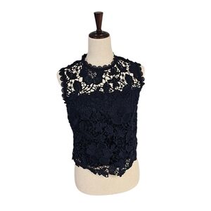 Nanette Lepore Elegant Navy Lace Sleeveless Top Small NWOT